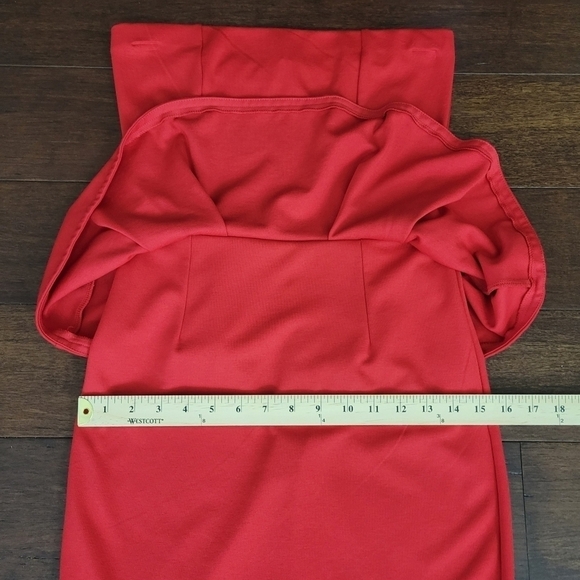 Mango Red Strapless Peplum Knee Length Cocktail Pencil Dress Women's Size XS - Picture 9 of 10